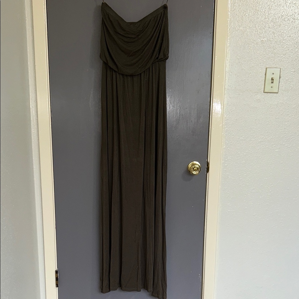 BeBop Olive Green Strapless Maxi Dress Large